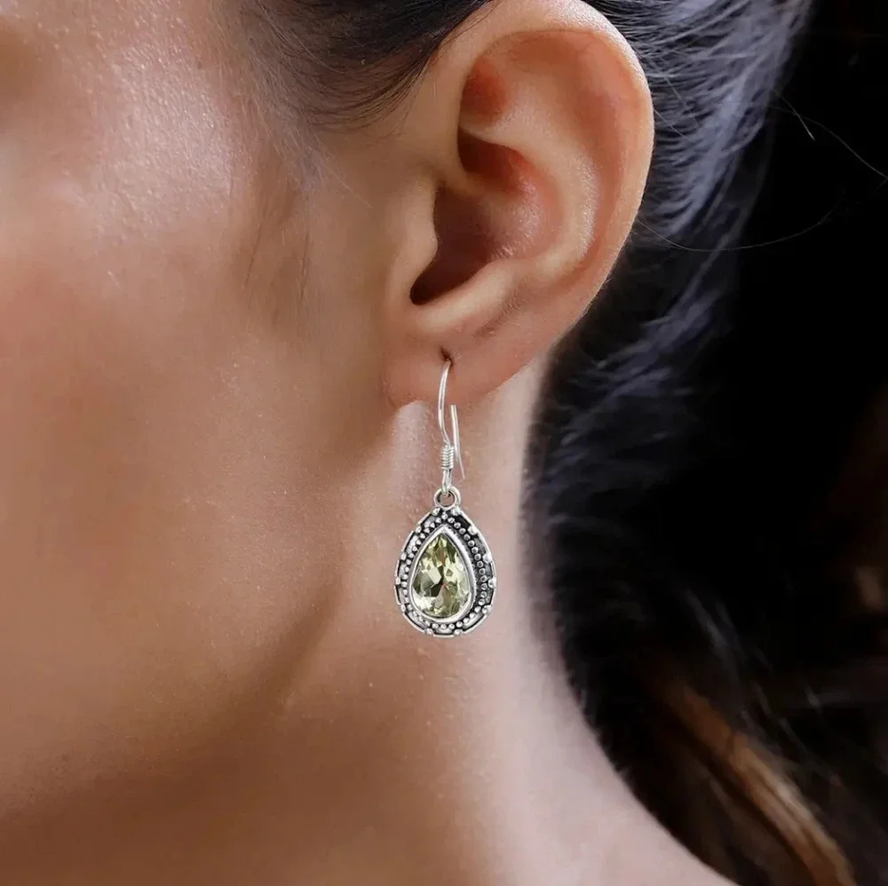 Ouro Verde Quartz Earrings in 925 Sterling Silver